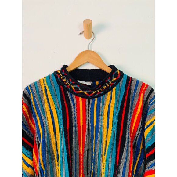 Vtg COOGI Multicolor Striped Sweater L100% Mercerised Cotton Made In Australia - Picture 10 of 11